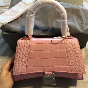 Balanciaga XS hourglass bag in pink croc